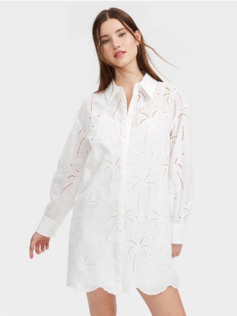 NWT Roller Rabbit x Target Long Sleeve Eyelet Embroidered Mini Shirtdress - L